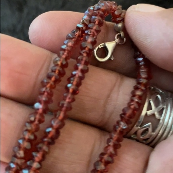 Natural Hessonite Small Faceted Rondell Beaded Choker Necklace - Picture 8 of 9